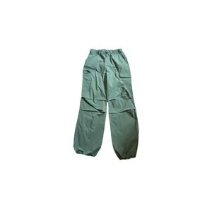 Y2K Love Tree Green Cargo Parachute Pants Womens Small Drawstring Boho Hippie